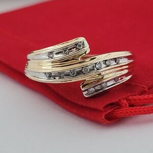 10k Yellow Gold Diamonds Ring Size 7.5 Solid Gold 👌🎁
